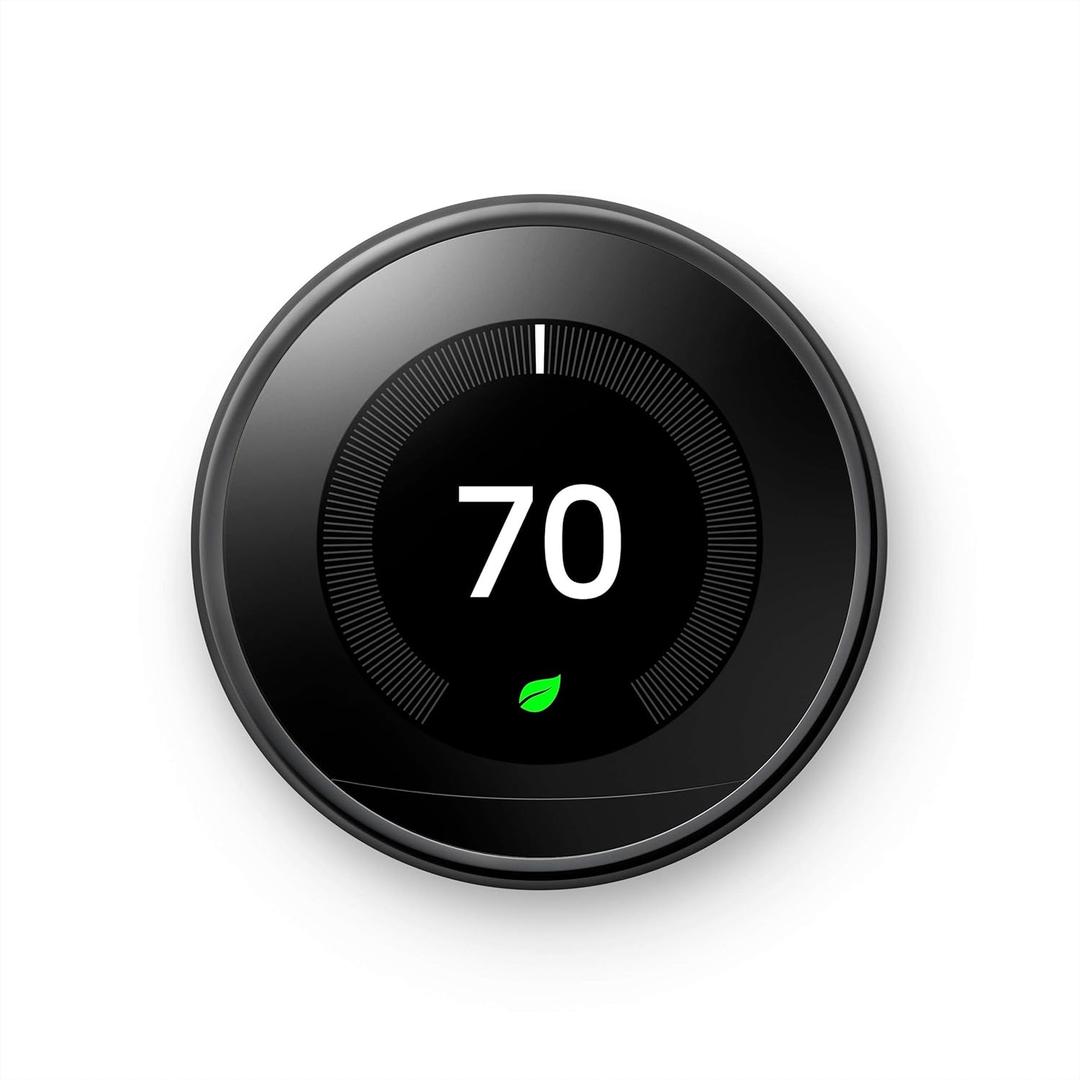 Google Nest Learning Thermostat - 3rd Gen (2015) - Programmable Smart Thermostat for Home - Works with Alexa - Mirror Black