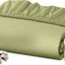 Royale Linens 100% Organic Cotton Fitted Sheet - Percale Weave - Super Soft Deep Pocket Bottom Sheets - Sage Green Elastic Sheet King Size - King Fitted Sheets Only - (78"x80"+15", Sage Green)