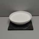 Granite Inspired Matte White Fruit Bowl | Wide, Shallow Textured Pedestal Bowl | 11 Inch Unique Centerpiece for Table or Decor for Entryway Table