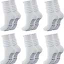 Pilates Socks for Women Non Slip Grip Slouch Scrunch Yoga Barre Socks Hospital Home Workout Studio Training (White)