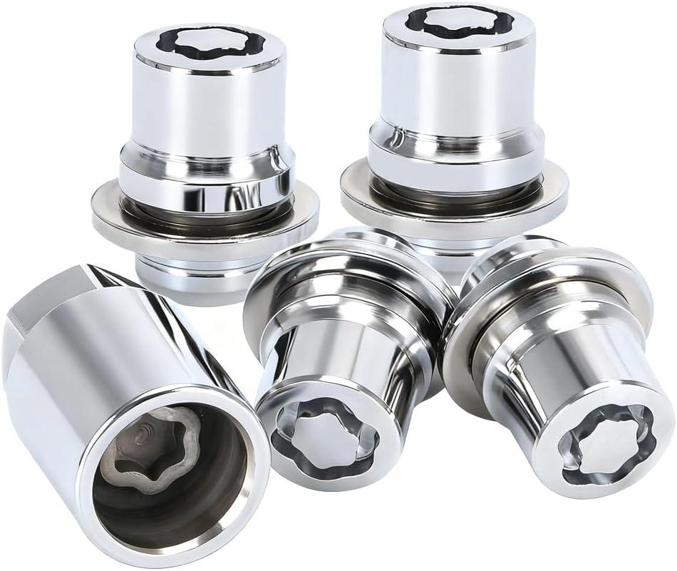 5PCS M12 x 1.5 Car Wheel Lock Lug Nut Set, 4PCS Vehicle Tire Lock and 1PC Key, 00276-00900 Anti-Theft Wheel Locking Lug Nut Set, Compatible with Matrix Avalon ES 300 CT200h
