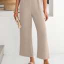 ANRABESS Womens Wide Leg Palazzo Pants Summer Beach High Waisted Cropped Flowy Pants 2026 Dressy Casual Trousers with Pockets Parchment X-Large
