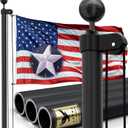 30FT Heavy Duty Flag Pole Kit, Real 11 Gauge Aluminum, 2.4" Large Bottom Tube, True Glory Edition,In Ground Flagpole for Outside House,Residential & Commercial, Gift Box Packaging-120MPH Wind Tested (Black)
