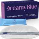 DreamyBlue Gusseted SAPPHIRE Pillow • Adjustable Loft, Luxury Cover, Shredded Memory Foam Fill w/Airflow Beads •Ideal For Wide Shoulders •Neutral Alignment for All • CertiPURUS Certified Foam (Queen)