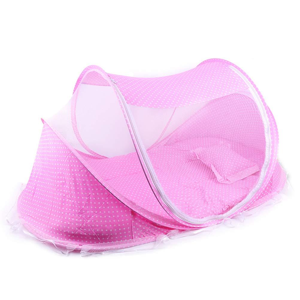 Baby Bed, Portable Foldable Baby Bed Net Polyester Newborn Sleep Travel Portable for Newborns Toddlers Indoor Outdoor Use (Pink)