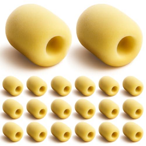Lnngub 20 Pcs Mini Size Headset Windscreen Microphone Foam Cover Mini Lapel Headset Microphone Covers Foam Headsets Mic Foams Cover Small Lapel Mic Sponge Pop Filter Replacement for Noise Reduction