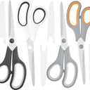 4 Pack Scissors All Purpose for Office, Home, School, and Crafts - 8.5" Heavy Duty Office Scissors With Cover (Gray-orange + Gray-white + White + Black)
