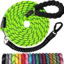Long Dog Leash 100 FT: Heavy Duty Rope Leashes for Dogs Training with Swivel Lockable Hook Reflective Threads Bungee and Padded Handle - Dog Lead for Large Small Medium Dogs Outside Walking Hiking