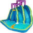 Twin Falls 7-in-1 Inflatable Water Park for Kids with Blower, Includes Two Blow Up Water Slides, Climbing Wall, Splash Pool, Water Cannon and More for Outdoor Backyard Fun - Inflatable Water Slide