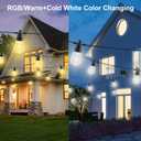 Voneta Outdoor RGBW String Lights, 49ft 15 Bulbs Patio Lights with Remote & APP, S14 Dimmable Color Changing IP68 Waterproof Dimmable LED Hanging for Garden Yard Porch Party