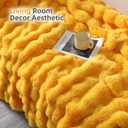Smoofy Faux Fur Throw Blanket for Couch - Mustard Yellow Soft Cozy Bubble Blanket, Fluffy Plush Fuzzy Throw for Sofa & Bed, Thick Lightweight Warm Blanket, Luxury Aesthetic Gift for Women 60"x80"