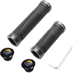 Bike Handlebar Grips,Short Mini Bicycle Handlebar Grips Two-Color Rubber Bike Grips Fit Many Standard Bikes 2PCS 90MM Length (Aluminum Double Lock - Black - 130mm & 90mm)