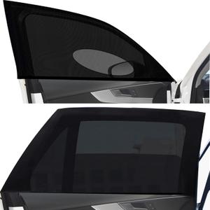 Car Window Screen Shades(4 Pcs) | Protection from UV, Bugs and Mosquito Net for Camping|Breathable Adjustable Elastic Mesh Shade Baby