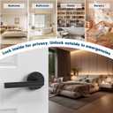 1 Pack Stainless Steel Privacy Door Handle - Keyless Push Button Lock, Matte Black Finish, Reversible Left/Right Hand Lever