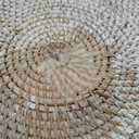 Coffee Table Tray Round Rattan Ottoman Tray Woven Serving Trays with Handles for Home and Kitchen Decorative Whitewash (Large 16.9 inch)
