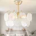 Bexilyny 20" Gold Crystal Fandelier Ceiling Fans with Lights, Gold Flower Chandelier Ceiling Fan with Light Remote Control, Caged Mid-Century with 6 Speeds for Girl's Bedroom, Living Room, Nursery