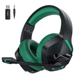 BINNUNE Wireless Gaming Headset with 2.4GHz for PS5, PS4, PC, Switch, FPS Gamers, 120Hrs+ Bluetooth 5.3 Gaming Headsets with Noise Canceling Mic, 50MM Headphones for Laptop, Mobile, Mac