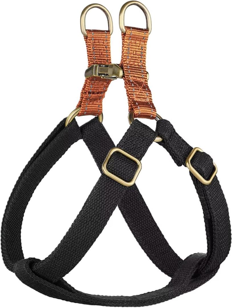 Didog Step in Dog Harness with Metal Buckles, Freedom Nylon Dog Halter Vests for Small Dogs Easy Walking Training(S:Chest 13-22", Black)
