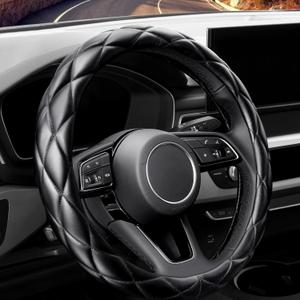 Soft Microfiber Leather Steering Wheel Cover, Universal 15 Inch for Women Girls, Fit Vehicles, Sedans, SUVs, Vans, Trucks - Black
