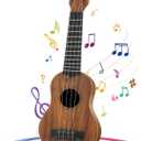 Kids Toy Ukulele, Kids Guitar Musical Toy,17 Inch 4 Steel Strings, with Pick,Early Educational Learning Musical Instrument Gift for Preschool Children(Wooden Color) (17inch)