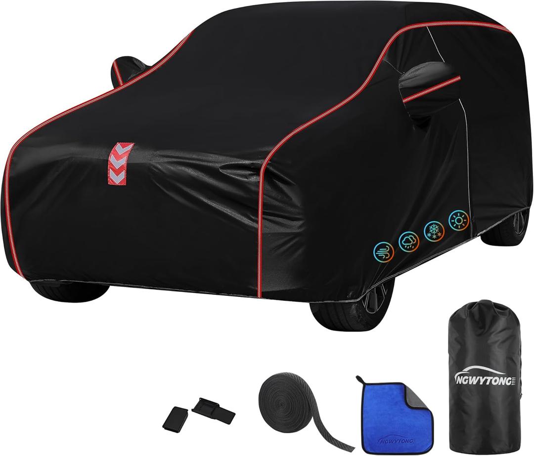 SUV Car Cover, All-Around Fastening 60s Quick-Install, 4 Upgrades for SUV 182in-190in for Car Cover Waterproof All Weather