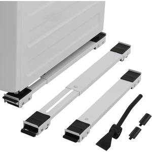 LUCKUP Heavy Duty Appliance Rollers W/Crowbar, Extendable Washing Machine Stand Furniture Rollers Mobile Fridge Base Furniture Sliders for Refrigerators Washer and Dryer Support 660 lbs, White (17.1 - 27.3" adjustable)