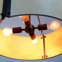 Chandelier Lighting Fixture, 4-Light, Retro White Drum Shade, Rustic Industrial Hand-Painted Pendant for Kitchen Island Living Dining Room Over Table, 23" W x 21.5" H (Retro-White, 23 Inches)