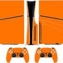 Skin Wrap for PS5 Slim Disc Console, Vinyl Decal Protective Sticker Cover for Wireless Controller (Orange)