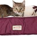 Armarkat 2-in-1 Cat Pet Bed & Fleece Cat Mat, Burgundy/Ivory, 16" L x 16" W x 6" H (C06HJH/MB)