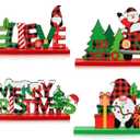 Christmas Decorations Table Centerpiece 4pcs Gingerbread Christmas Party Decorations Wooden Signs Merry Christmas Table Topper Signs Photo Prop for Xmas Holidays Tiered Tray Decor