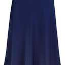 Modegal Women's Satin High Waist Hidden Elasticized Waistband Flared Casual A Line Midi Skirt (Thin Navy Blue, X-Large)