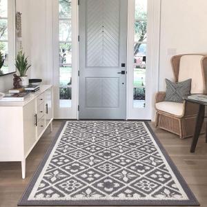 Ileading Indoor Door Mat 3x5ft Absorbent Dog Mats for Muddy Paws,Machine Washable Small Living Room Area Rug with Non-Slip Rubber Backing Low-Profile Inside Carpet for Hallway,Entryway,Kitchen (Grey)