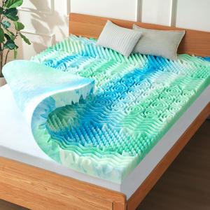 2 Inch 7-Zone King Memory Foam Mattress Topper Egg Crate Cooling Gel Infused Mattress Pad Bed Topper for Pressure Relief and Back Pain Soft & Breathable, CertiPUR-US Certified