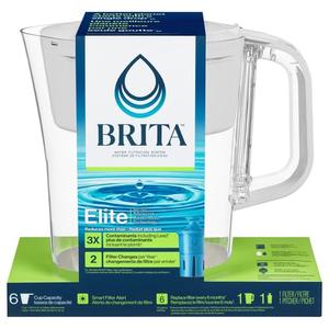 Brita Small 6 Cup Denali Water Filter Pitcher with 1 Brita Elite Filter, Made Without BPA, Bright White