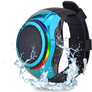 Frewico Wearable Portable Waterproof Bluetooth Speaker Watch X10 Clip Speaker MP3 Player Handsfree Clear Call Speakerphone,TWS,SD Card Slot,Selfie for Working, Running, Cycling(Blue)
