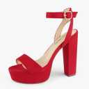 MERUMOTE Women's Fashion Platform Sandals Block Heels Wedding Summer Dress Shoes Size 8