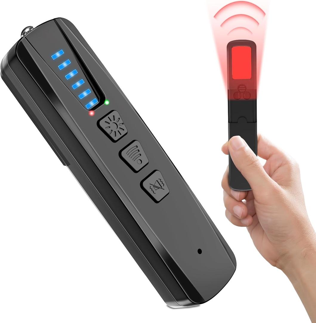 Hidden-Bug-and-Camera-Detectors, Anti-Spy Camera Finder Listening Devices Scanner RF Signal GPS Tracker Detector Portable Rechargeable for Hotel,Travel,Bathroom,Office,Car,Airbnb