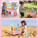 2026 Upgraded Water Table for Toddlers 1-3 - Outdoor Toys for Kids Ages 4-8 with Pump, Summer Outside Sensory Activity Pool Toys, Kitchen Play Sink Toy with Running Water, Fishing Toy, Pink