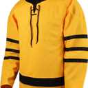 Mens Blank Ice Hockey Jersey Long-Sleeved Practice Hockey Jersey(Yellow-L)