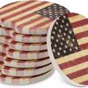 Boao 8 Packs USA Flag Car Cup Coasters Ceramic Car Coasters 2.56 Inch Stone Cupholder Absorbent Coaster Set for Drinks Cup(Red)