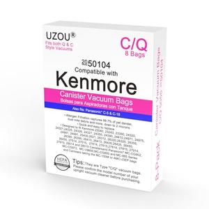 8 Pack Style C/Q Canister Vacuum Bags for Kenmore 50104, Micro Filtration Premium Dust Bags Fit Kenmore Style C Q 5055 50557 50558 Type C-5 Models