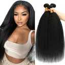 30 32 34 Inch DiexrLamx Kinky Straight Bundles Human Hair Natural Black Bundle Unprocessed Virgin Hair 3 Bundles Yaki Straight Weave