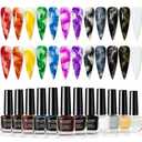 MIZHSE 12PCS Marble Nail Polish, Blooming Gel Marble Ink for Nails Gold Blue Purple Nail Ink Watercolor Magic Blossom Gel Nail Polish for Nail Salon Home DIY
