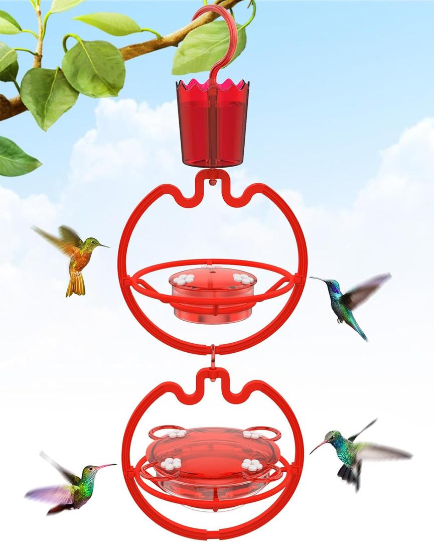 Ermete Hummingbird Feeder for Outdoors Hanging, Ant Proof Humming Birds Feeders for Outside, Hummingbird Gift for Children, Family and Friends