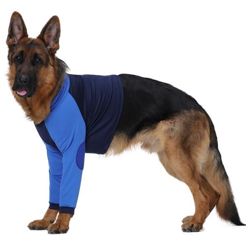 LeLePet Dog Recovery Suit for Front Legs, Dog Sleeve to Stop Licking, Elbow Protector for Leg Injuries Shoulder Wounds After Surgery Male Female,Zippered Long-Sleeved Shirt Cone Alternative(M)