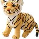 GUDVES Tigers Plush Toy Stuffed Animal Plush Cat - by Tiger Tale Toys Cute Lifelike Tiger Stuffed Animals Animals Kids Toy Gift for Boy Baby Hug Tiger - Lifelike Stuffed Animal (7.8 in, Yellow Tiger)