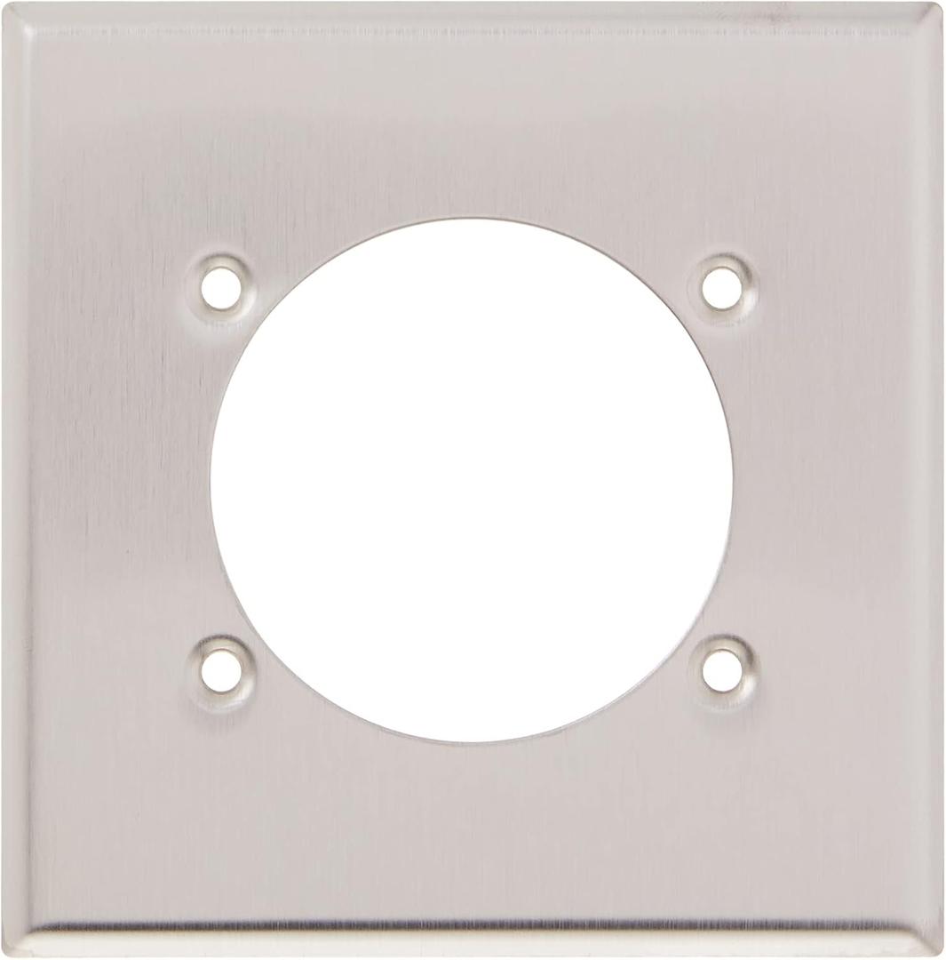 Leviton 2-Gang Power Receptacle Wallplate, Flush Mount, Standard Size, Device Mount, 302 Stainless Steel, S701-40