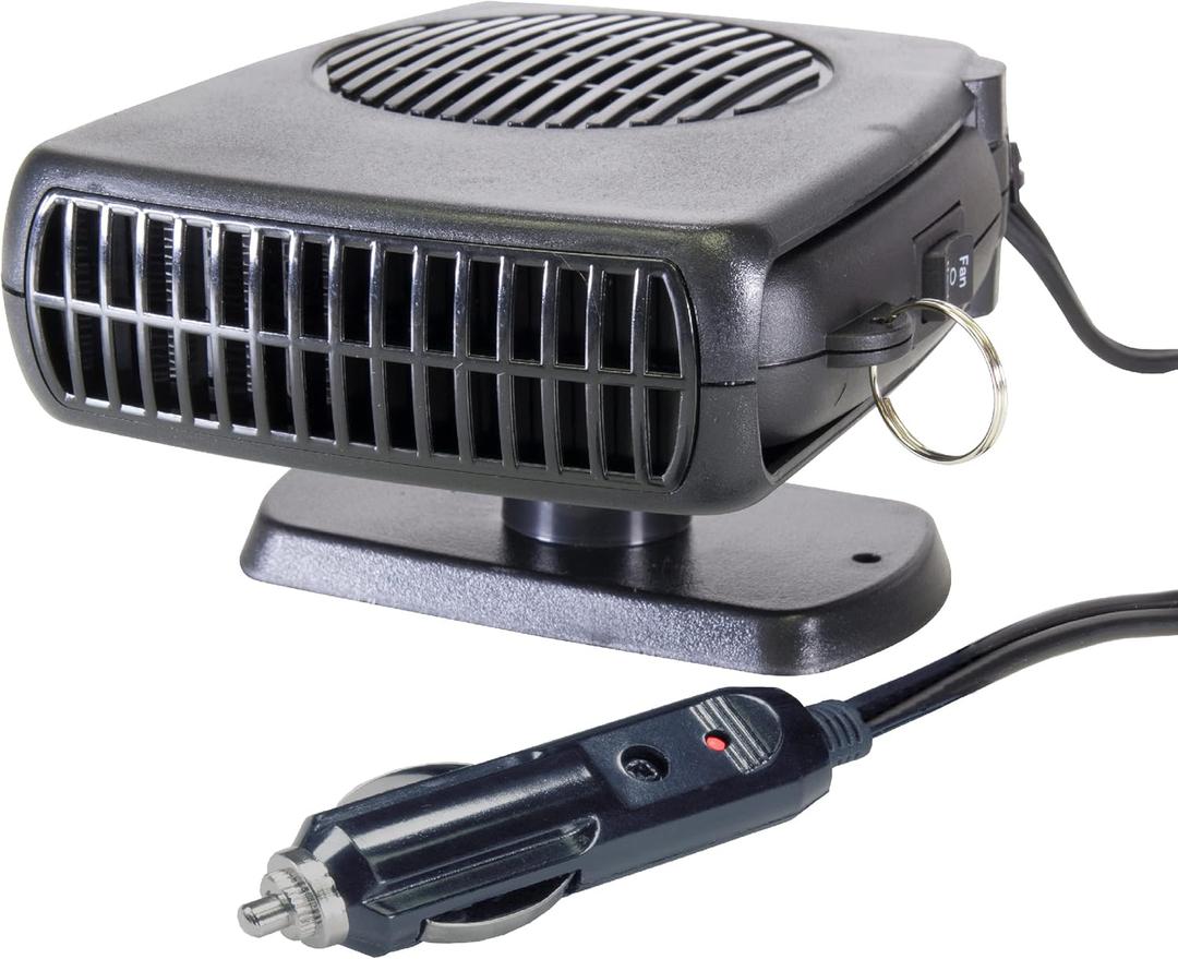 2V Portable Window Defroster for Car, Truck, SUV, Jeep, 2 in 1 Fast Car Heater and Defogger with Plug in Cigarette Lighter, Black