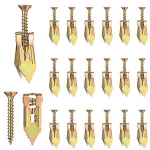 50 Pcs Self Drilling Drywall Anchors with Screws Kit, Zinc Plated Steel Wall Anchors and Self Tapping Screws Heavy Duty, No Drill Or Holes in Wall, for TV, Shelf Straps, Bike, Cabinets
