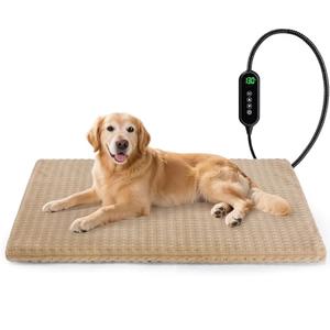 Cat Heating Pad, Waterproof Heated Cat Dog Bed with Adjustable Temperature & Timer, Electric Pet Mat for Indoor Cats Dogs, Chew Resistant Steel Cord（Large : 35"x24" Brown）